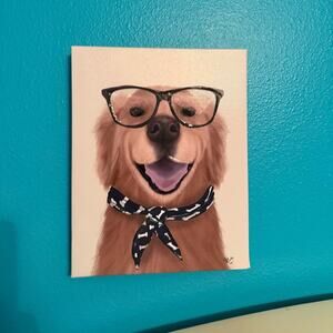 Dog with glasses wall art